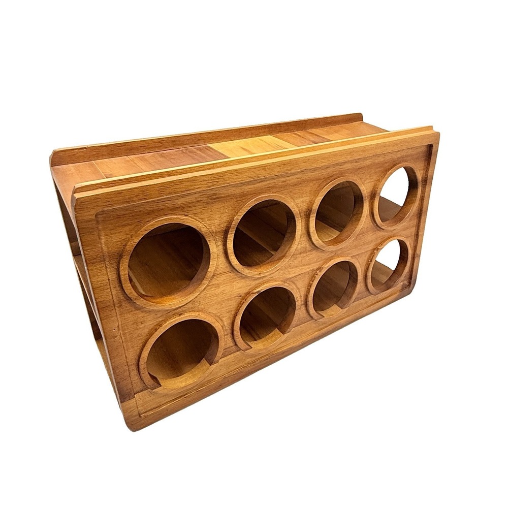 Mini MCM Arcadia Wood 6 Slot Spice Rack Organizer Minimalist Kitchen Shelf